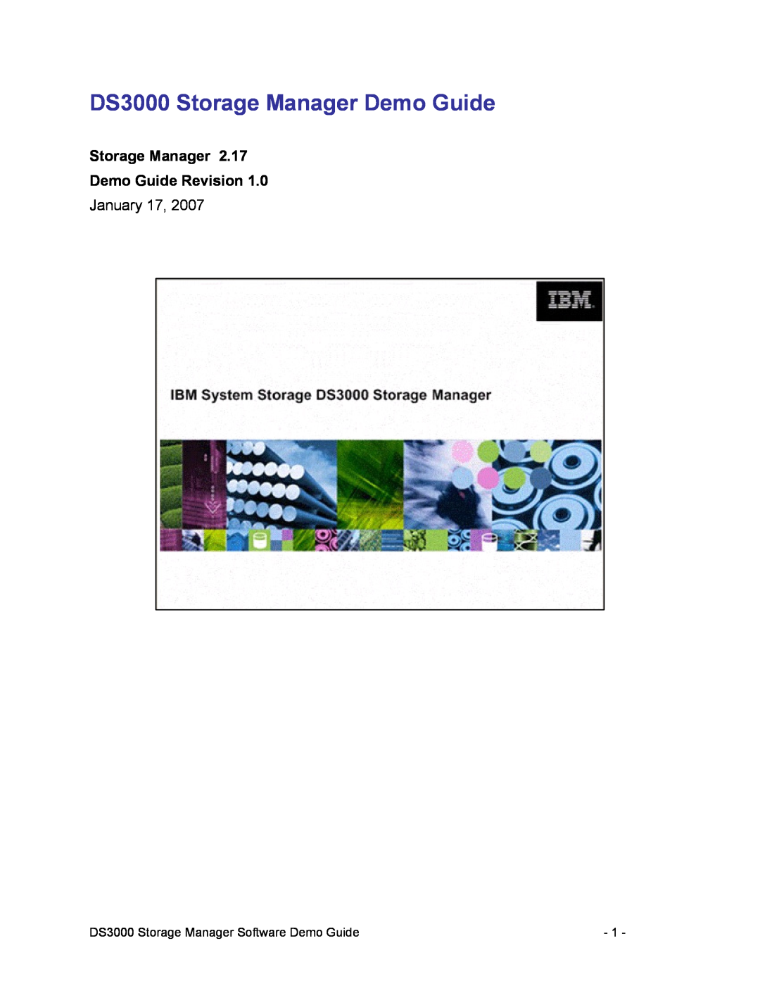 IBM manual Storage Manager Demo Guide Revision, DS3000 Storage Manager Demo Guide, January 17 