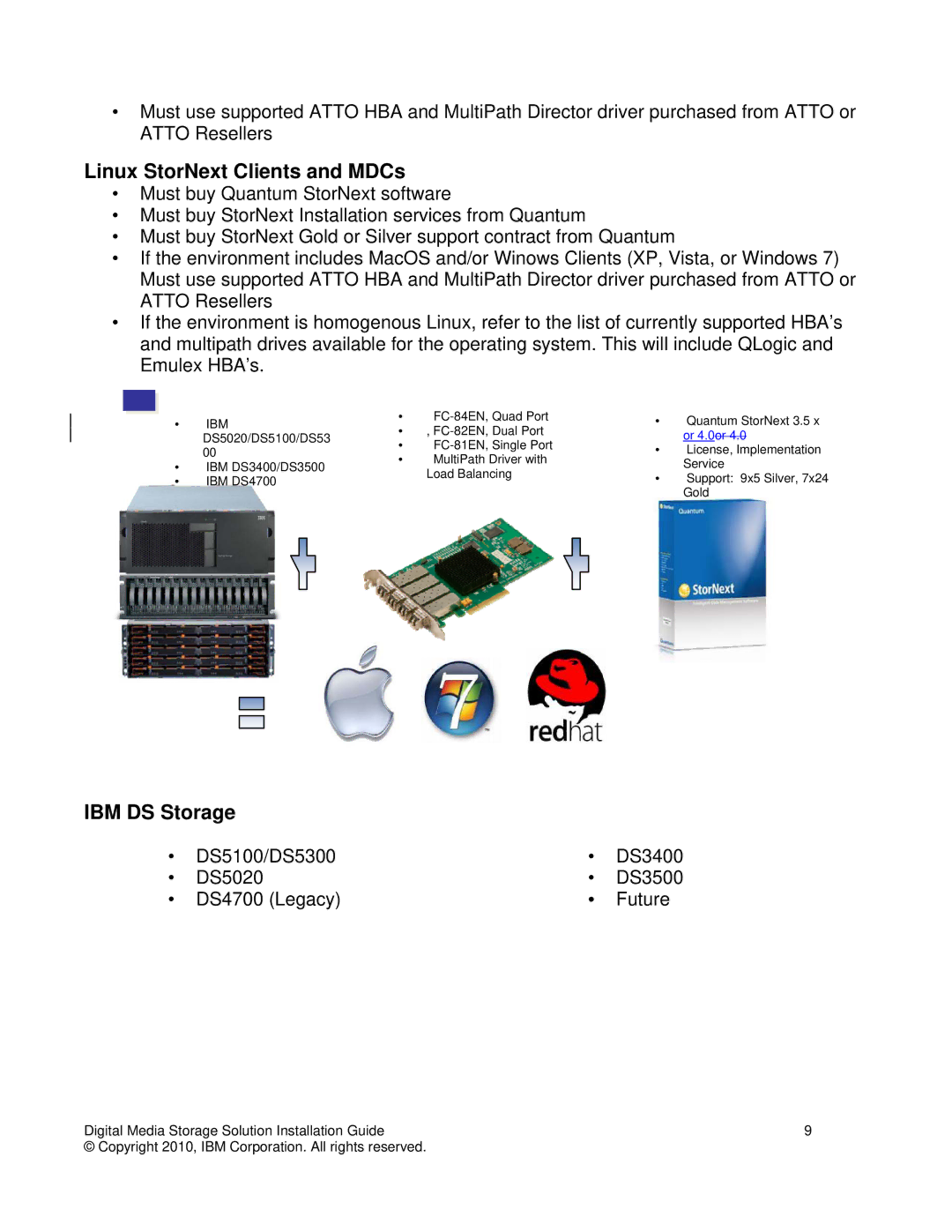 IBM DS3000 manual Linux StorNext Clients and MDCs, IBM DS Storage 