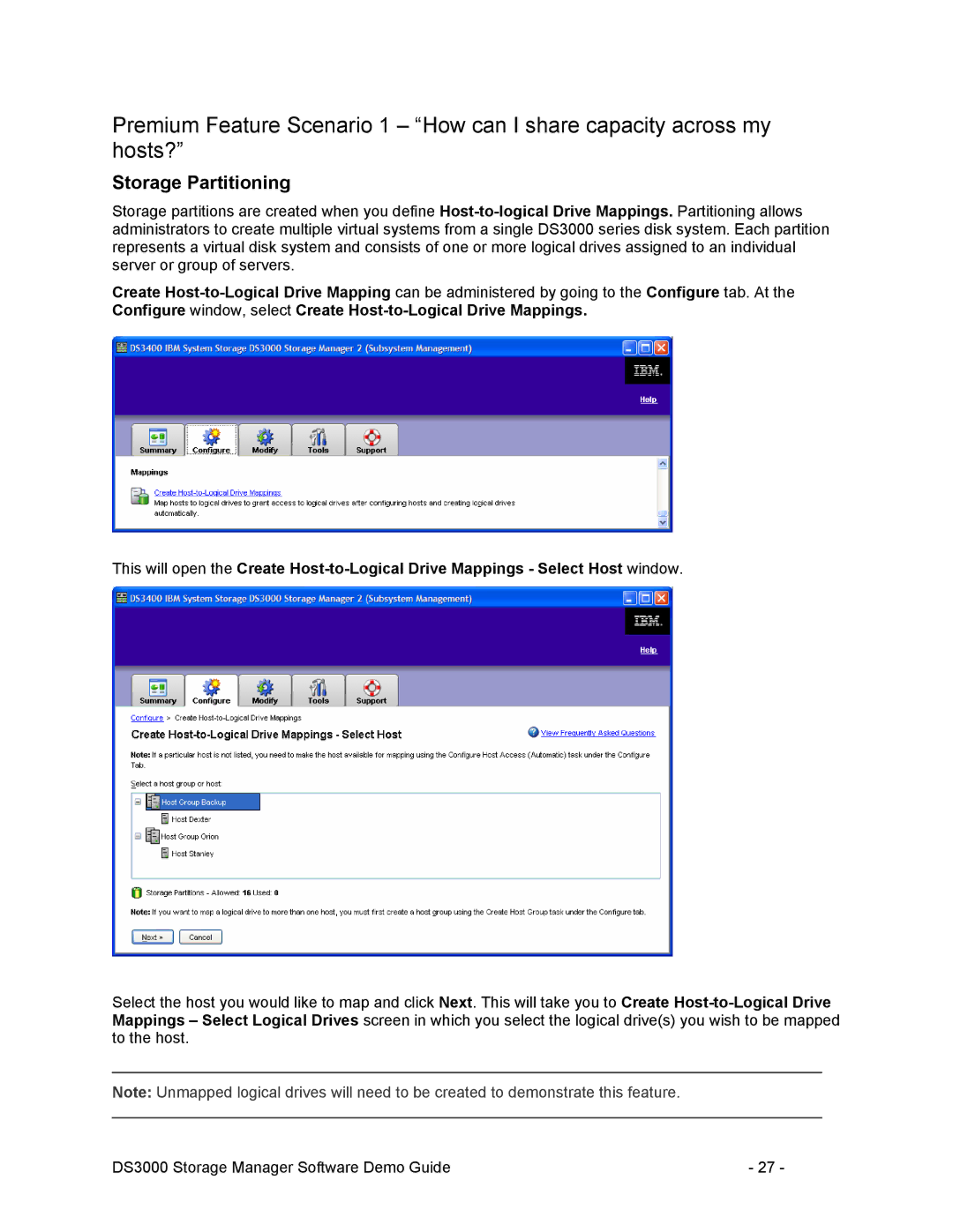 IBM DS3000 manual Storage Partitioning 