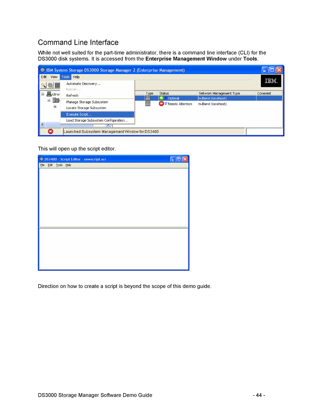 IBM DS3000 manual Command Line Interface 