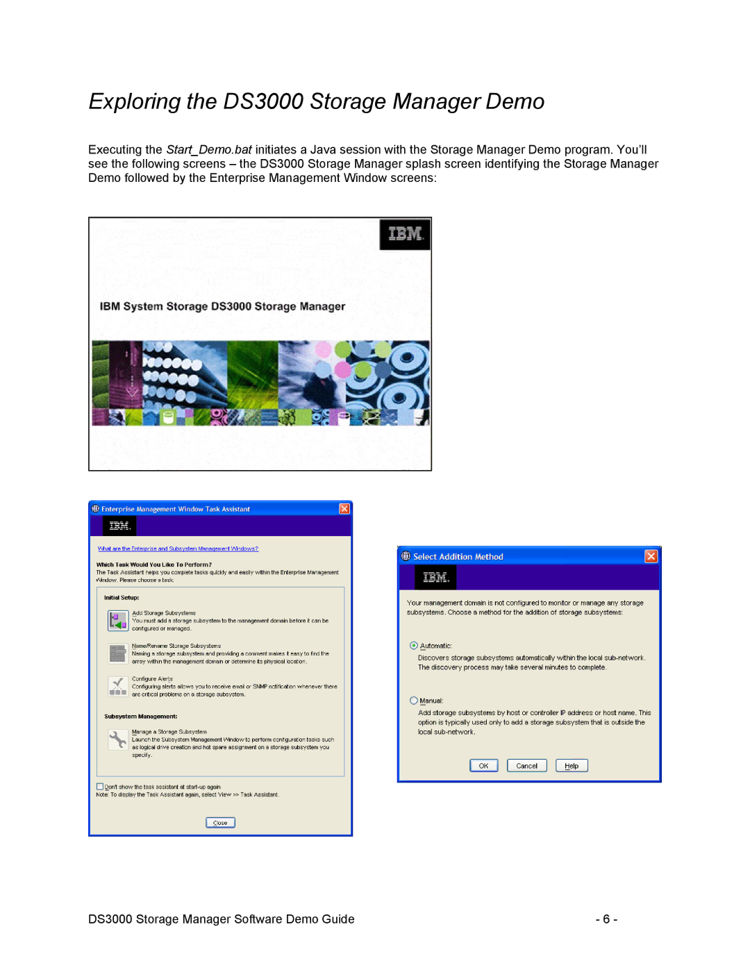 IBM manual Exploring the DS3000 Storage Manager Demo 