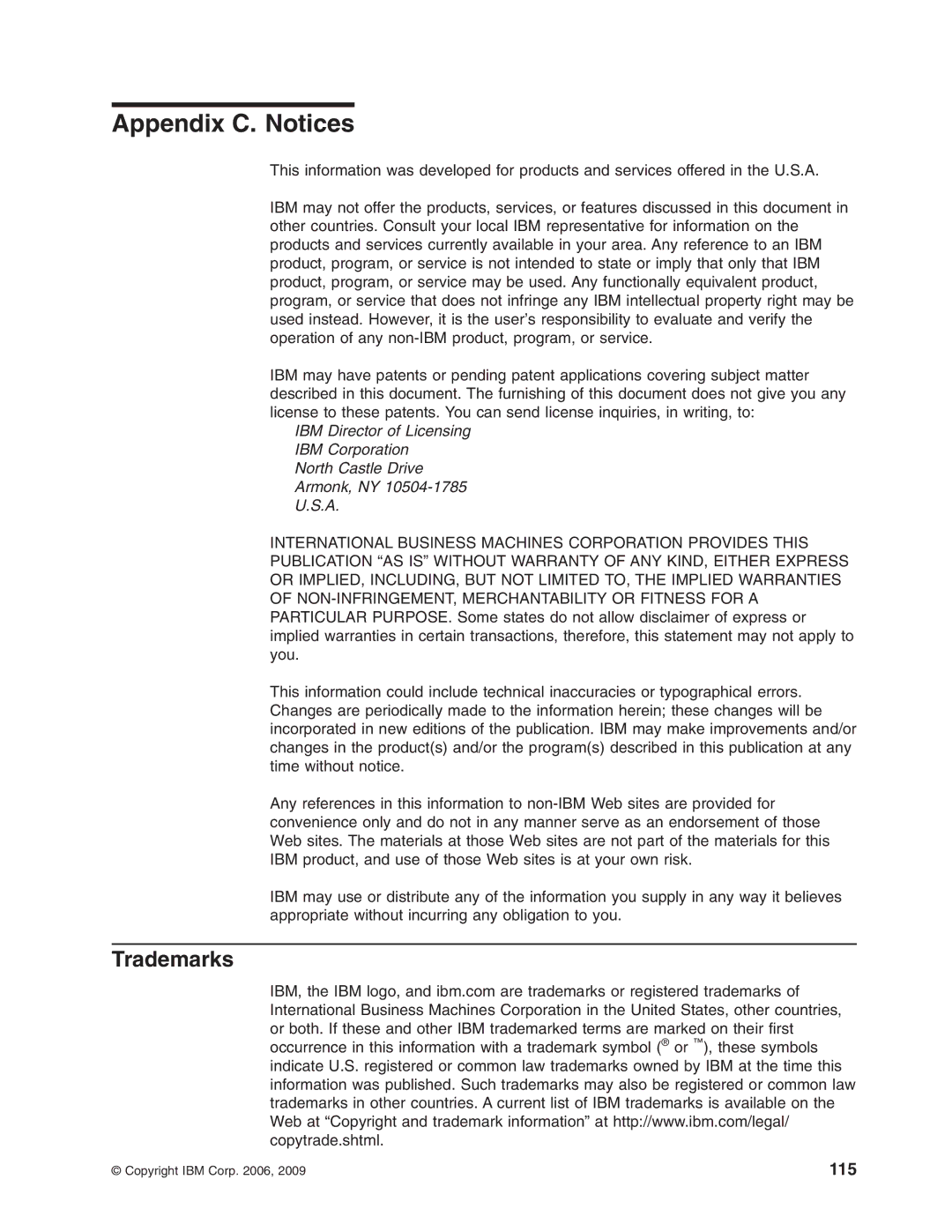 IBM DS3200 Storage Subsystem manual Appendix C. Notices, Trademarks 