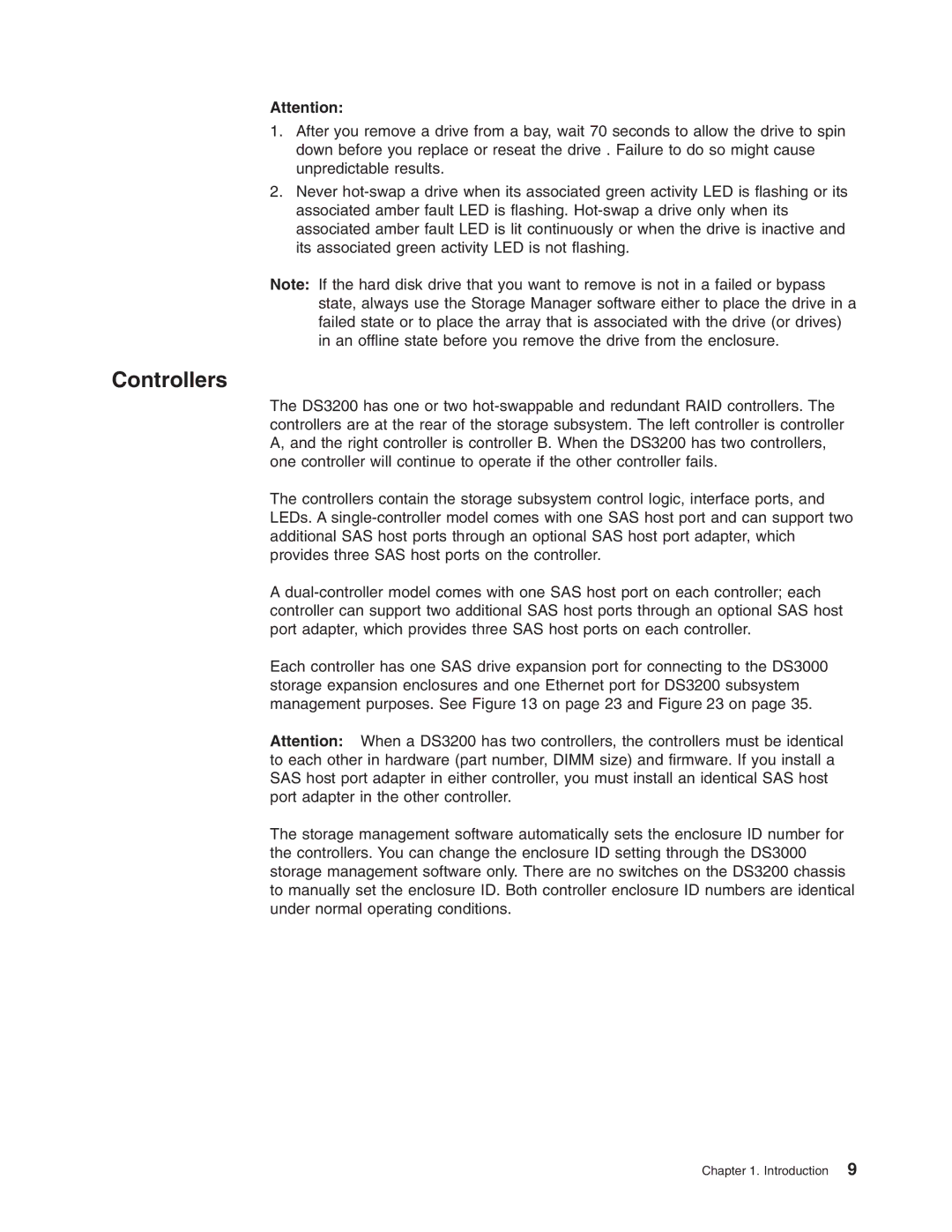 IBM DS3200 Storage Subsystem manual Controllers 