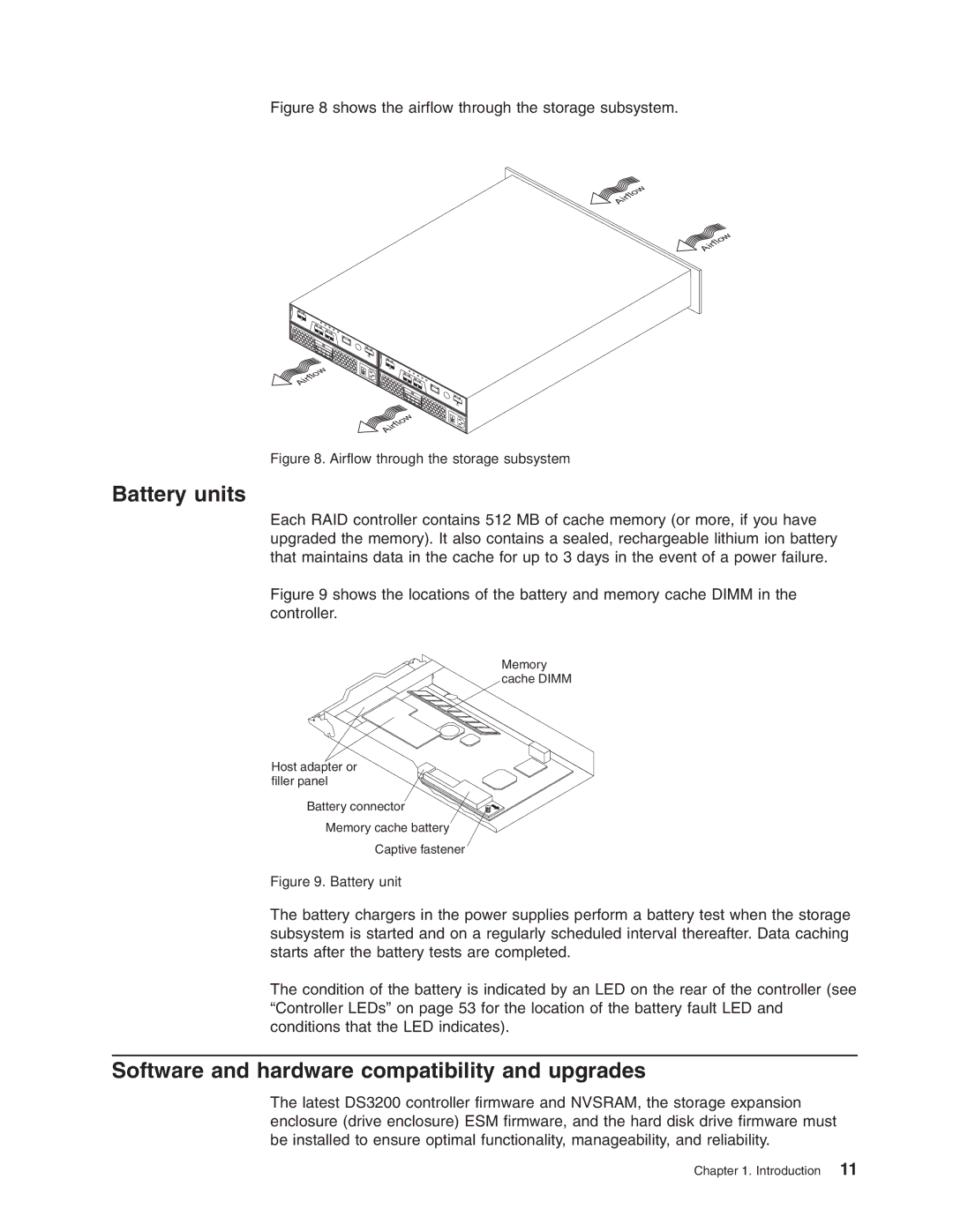 IBM DS3200 Storage Subsystem manual Battery units, Software and hardware compatibility and upgrades 