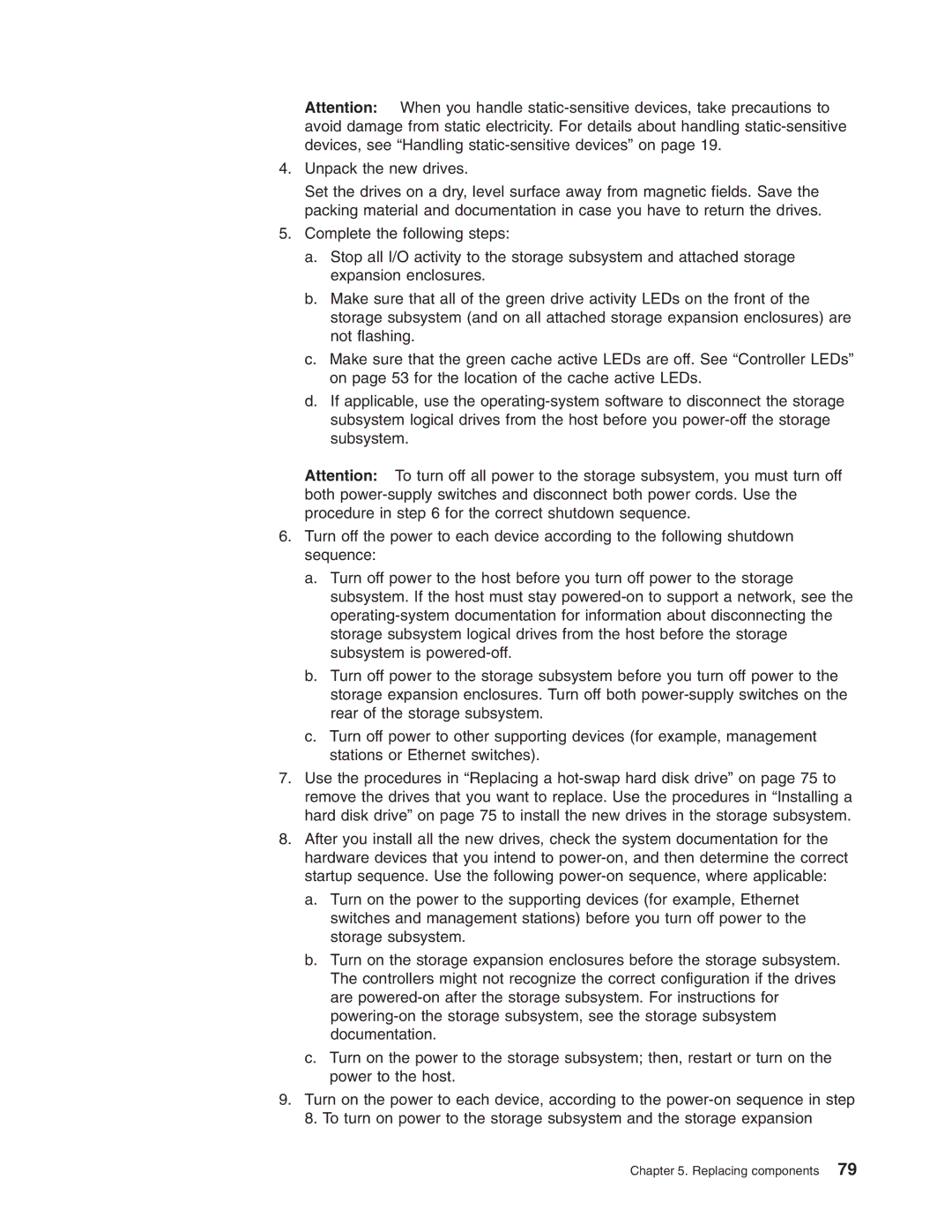 IBM DS3200 Storage Subsystem manual Replacing components 