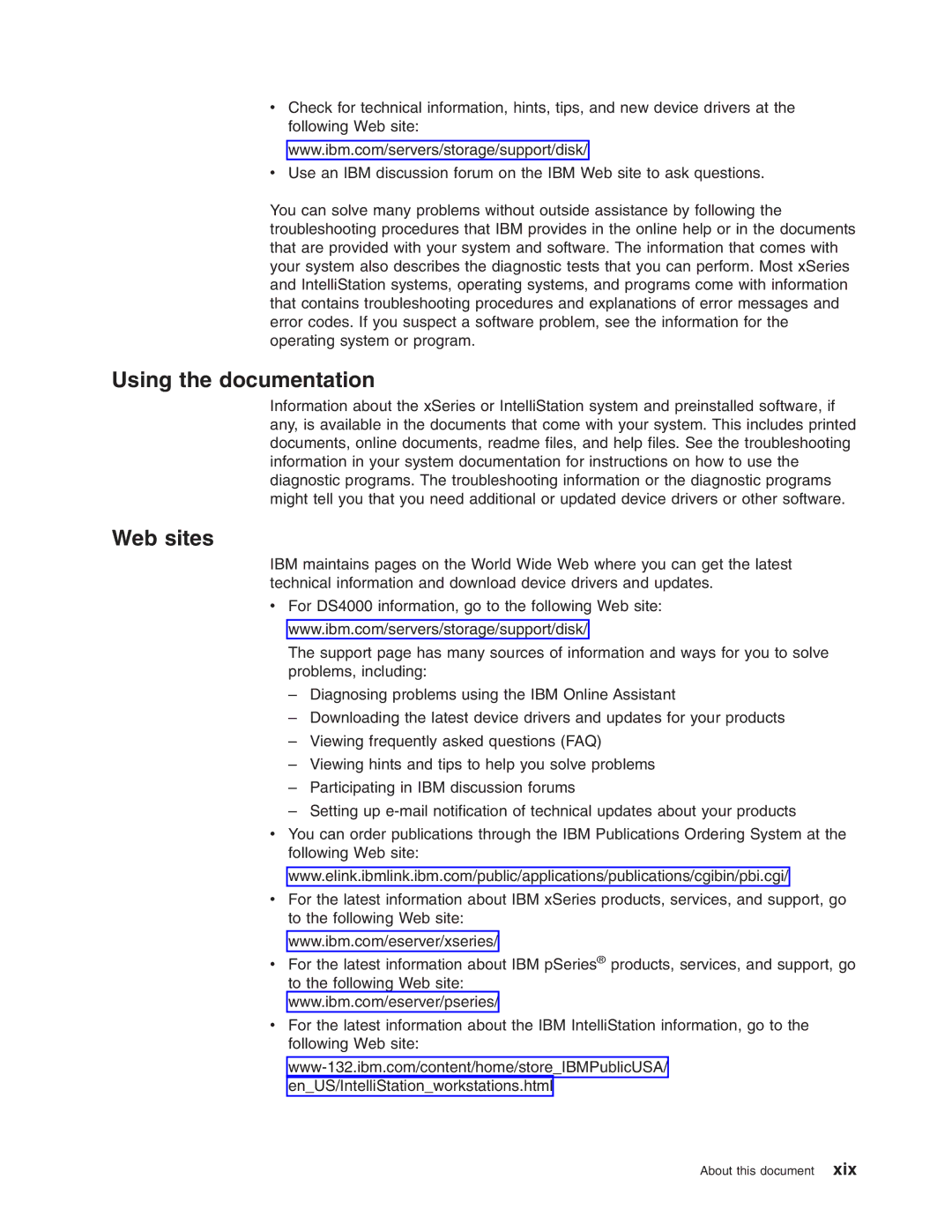 IBM DS4000 FC manual Using the documentation, Web sites 