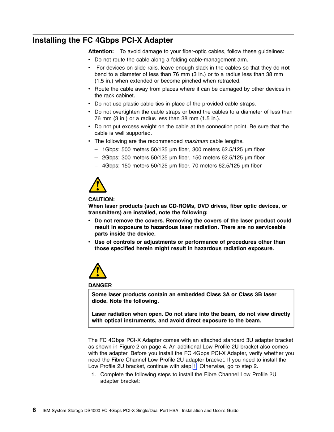 IBM DS4000 FC manual Installing the FC 4Gbps PCI-X Adapter 