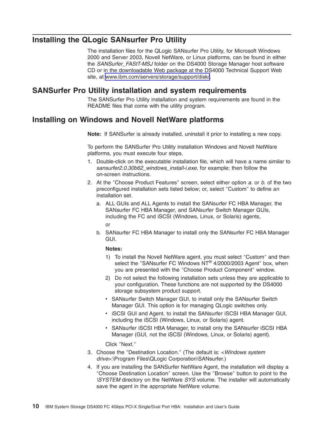 IBM DS4000 FC manual Installing on Windows and Novell NetWare platforms 