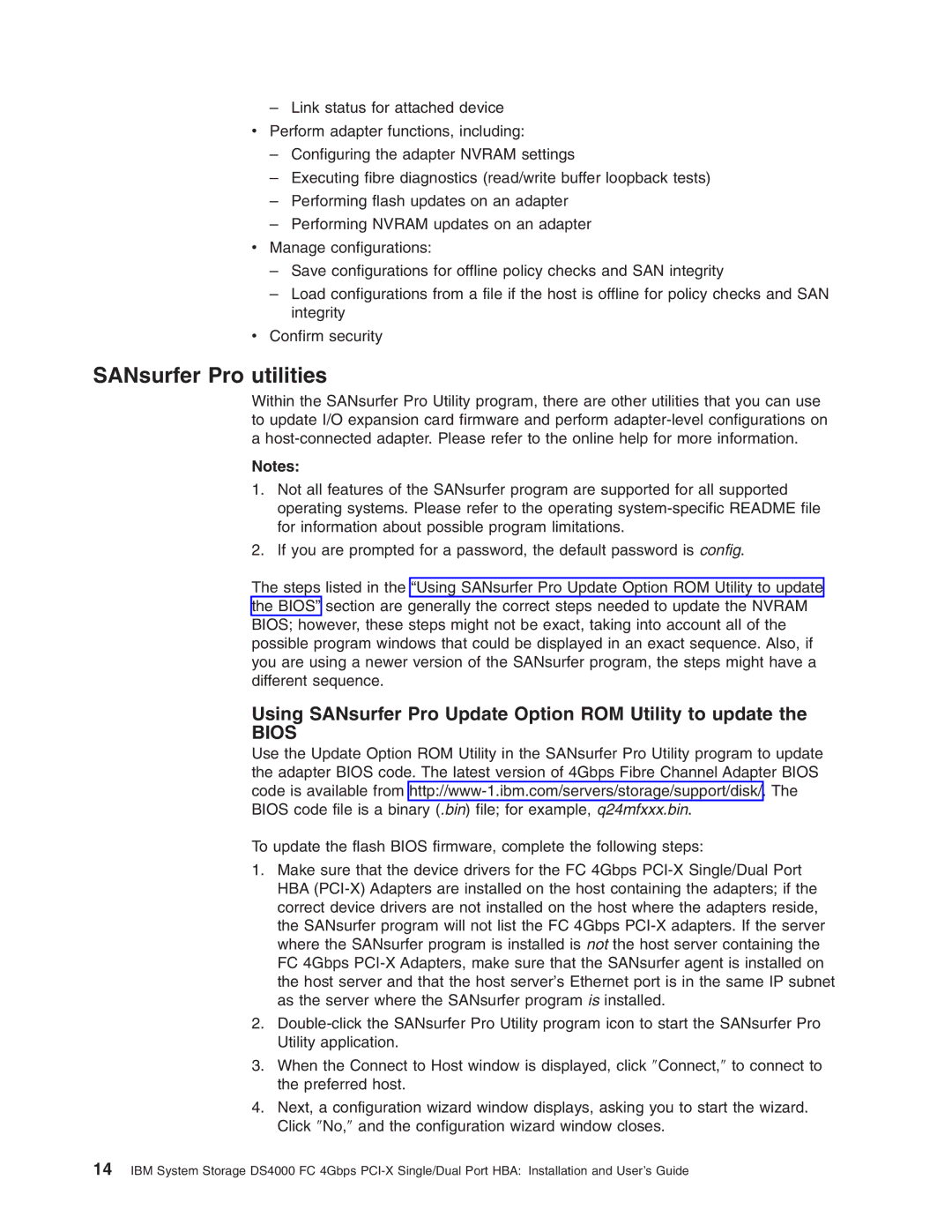 IBM DS4000 FC manual SANsurfer Pro utilities, Bios 