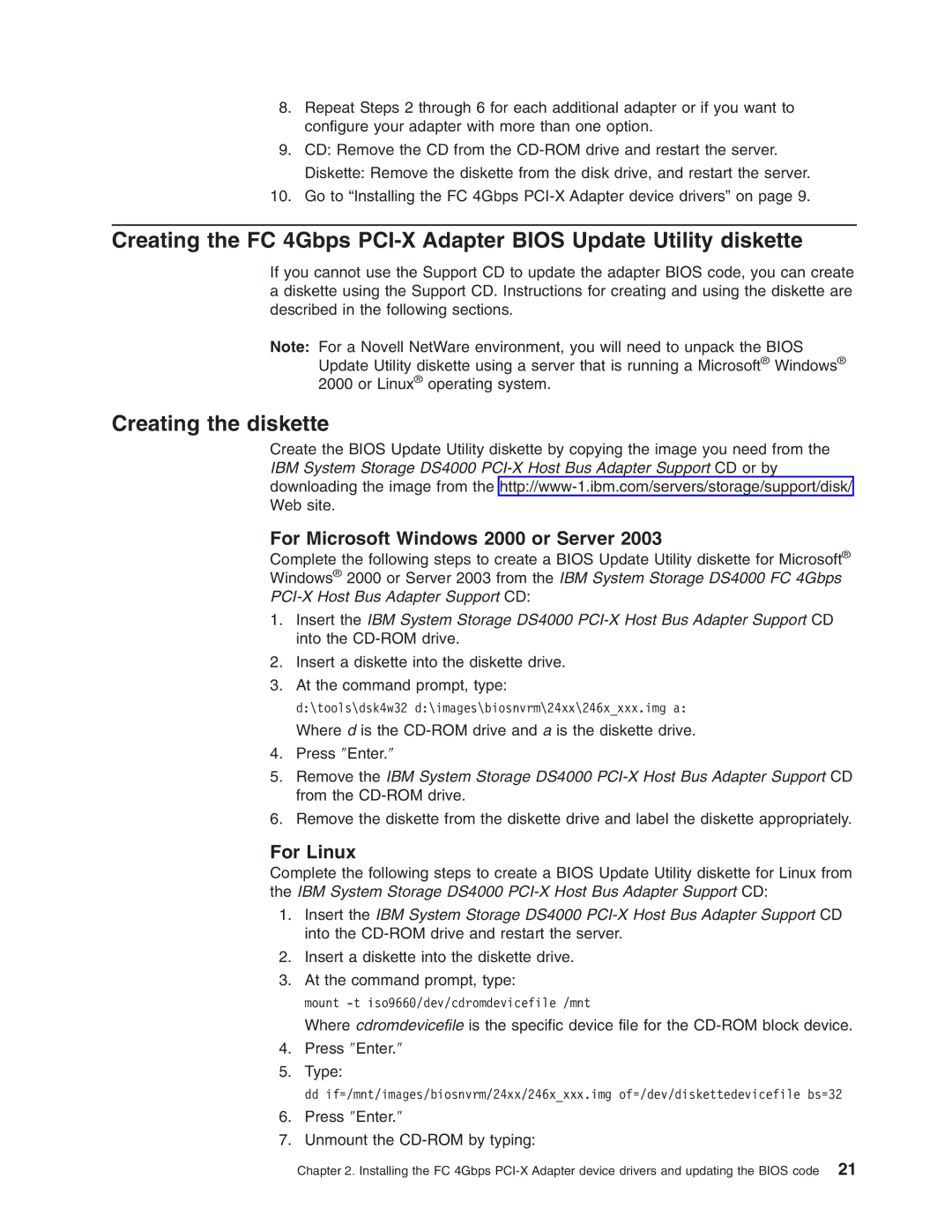 IBM DS4000 FC manual Creating the diskette, For Microsoft Windows 2000 or Server 