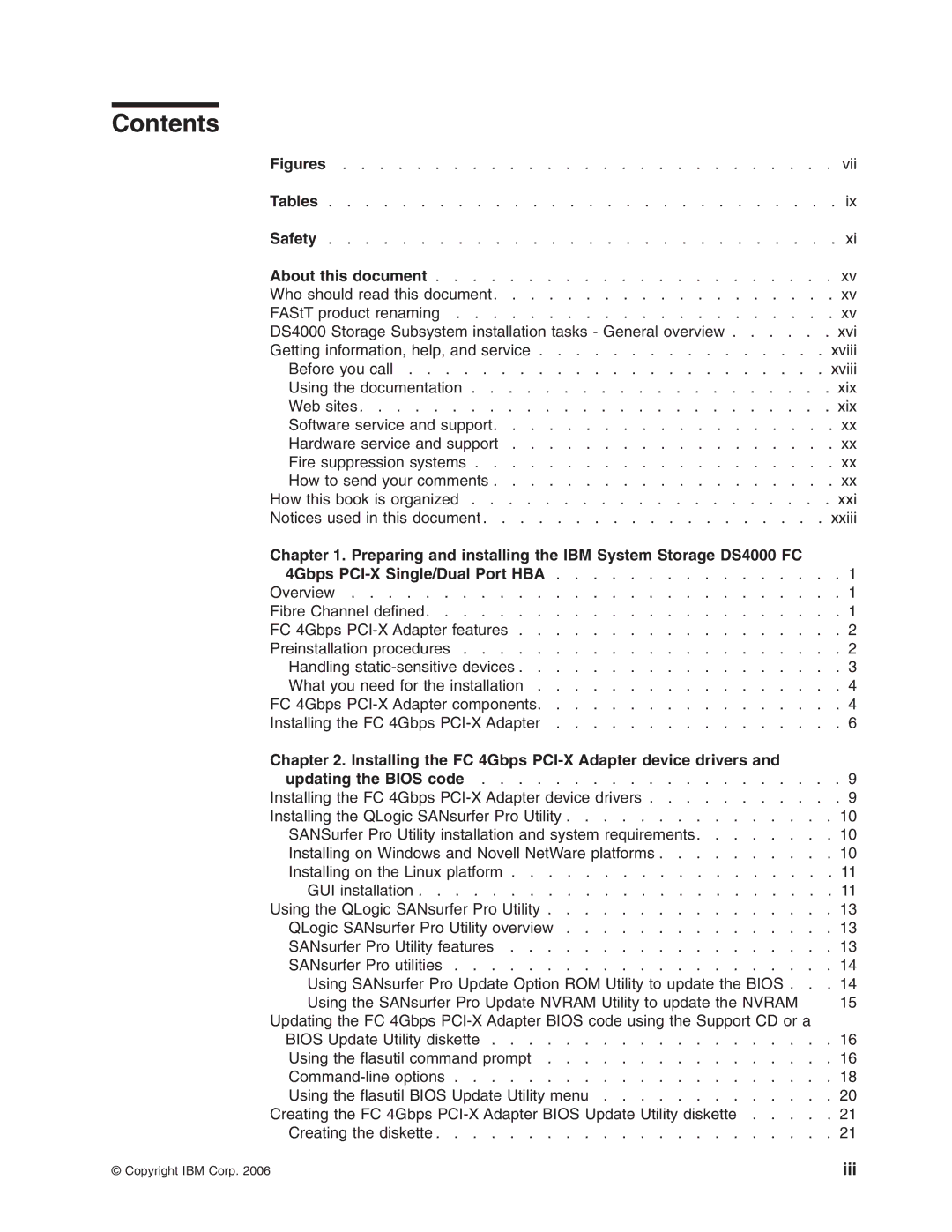 IBM DS4000 FC manual Contents 