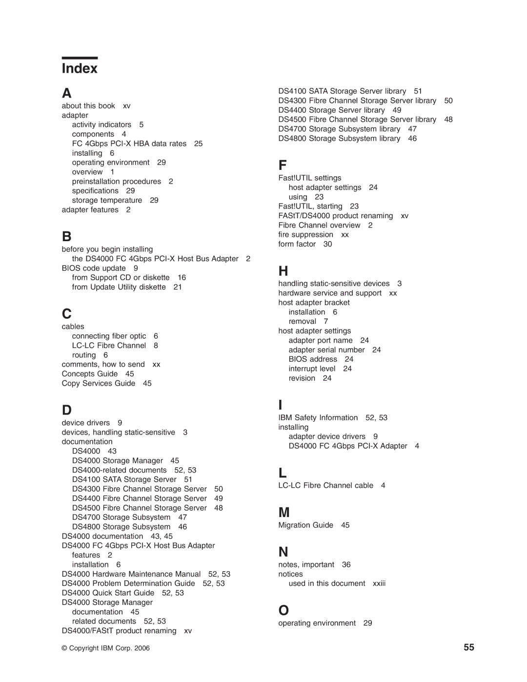 IBM DS4000 FC manual Index 