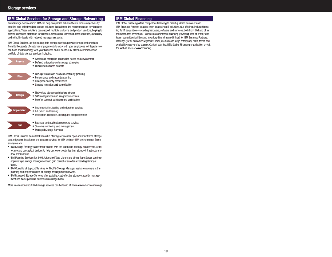 IBM DS4300 manual Storage services, IBM Global Financing 