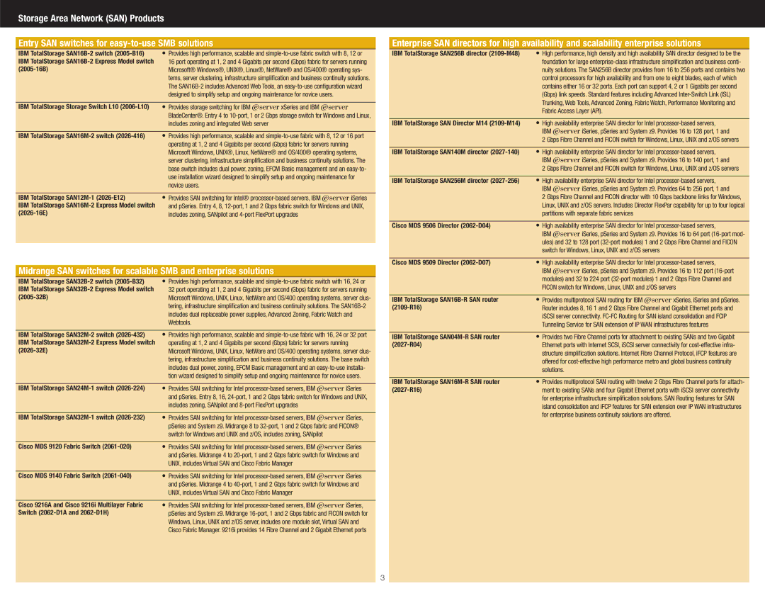 IBM DS4300 manual 2005-16B, IBM TotalStorage SAN12M-1 2026-E12, 2026-16E, 2005-32B, 2026-32E, Cisco MDS 9120 Fabric Switch 