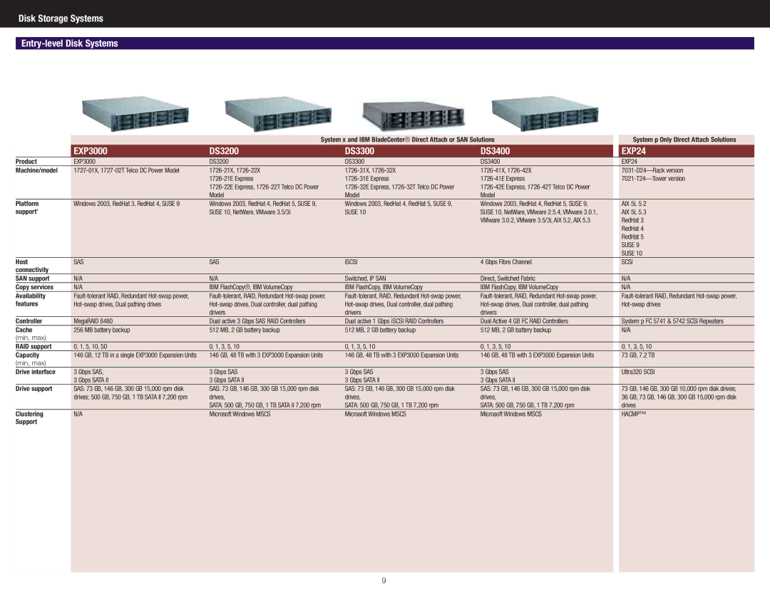 IBM DS4700 Express manual Disk Storage Systems Entry-level Disk Systems, EXP3000 DS3200 DS3300 DS3400 