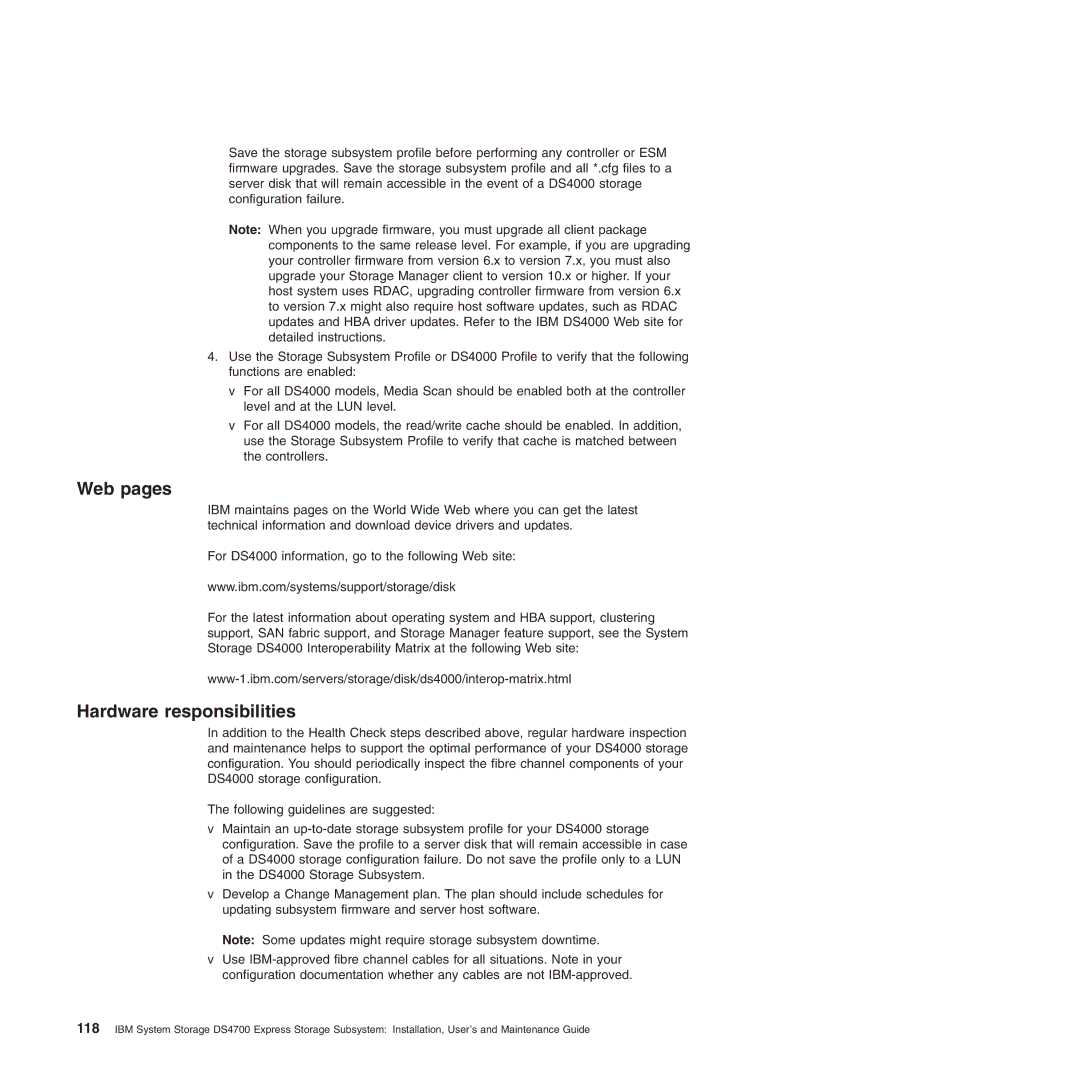 IBM DS4700 manual Web pages, Hardware responsibilities 