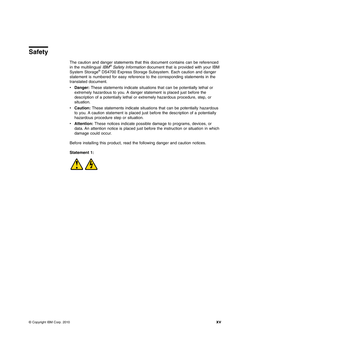 IBM DS4700 manual Safety, Statement 