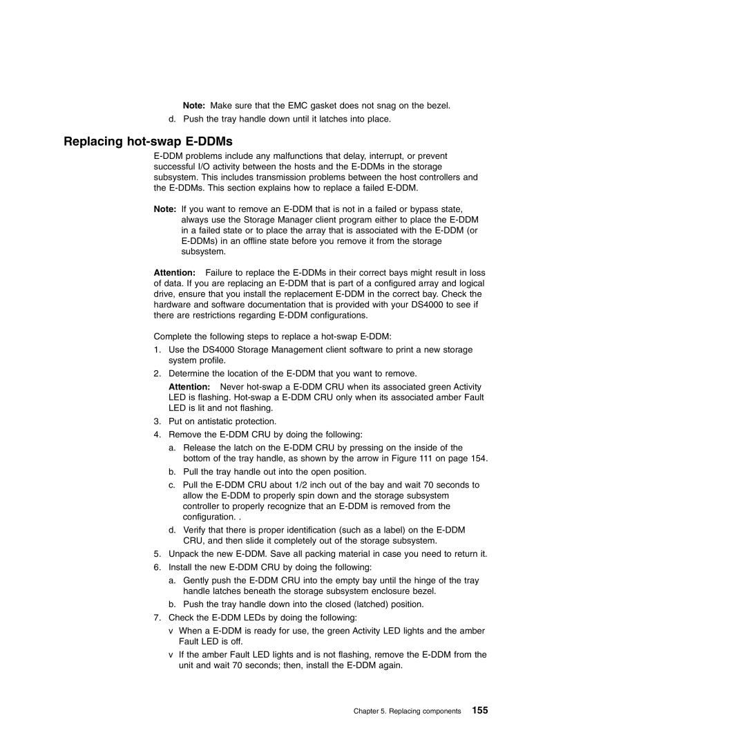 IBM DS4700 manual Replacing hot-swap E-DDMs 