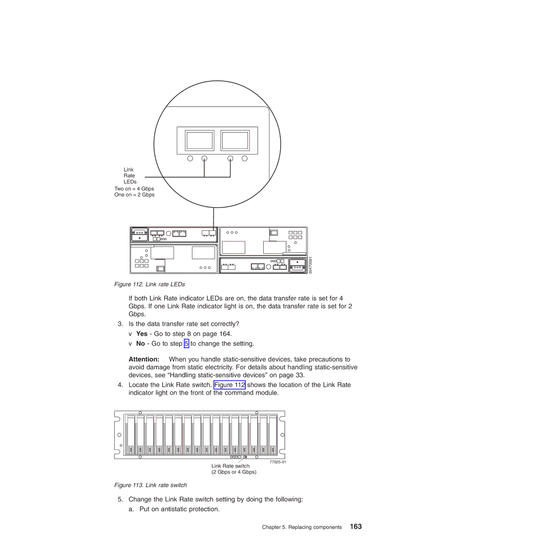 IBM DS4700 manual Link rate LEDs 