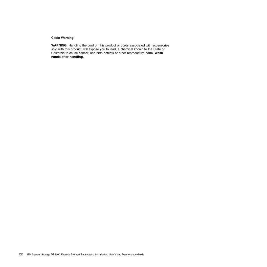 IBM DS4700 manual Cable Warning 