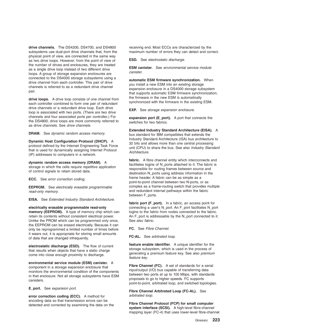 IBM DS4700 manual Automatic ESM firmware synchronization. When, Expansion port Eport. a port that connects 