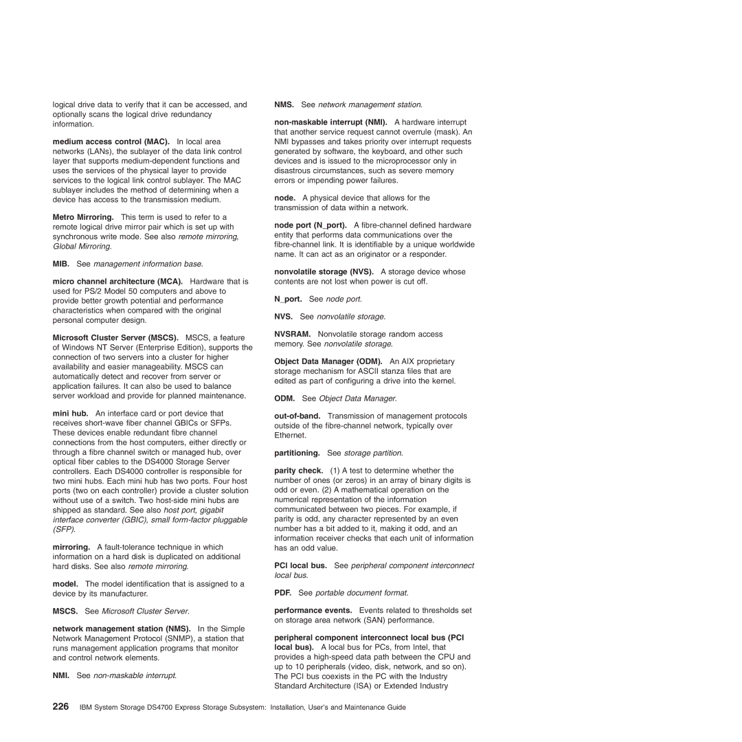 IBM DS4700 manual ODM. See Object Data Manager, Peripheral component interconnect local bus PCI 