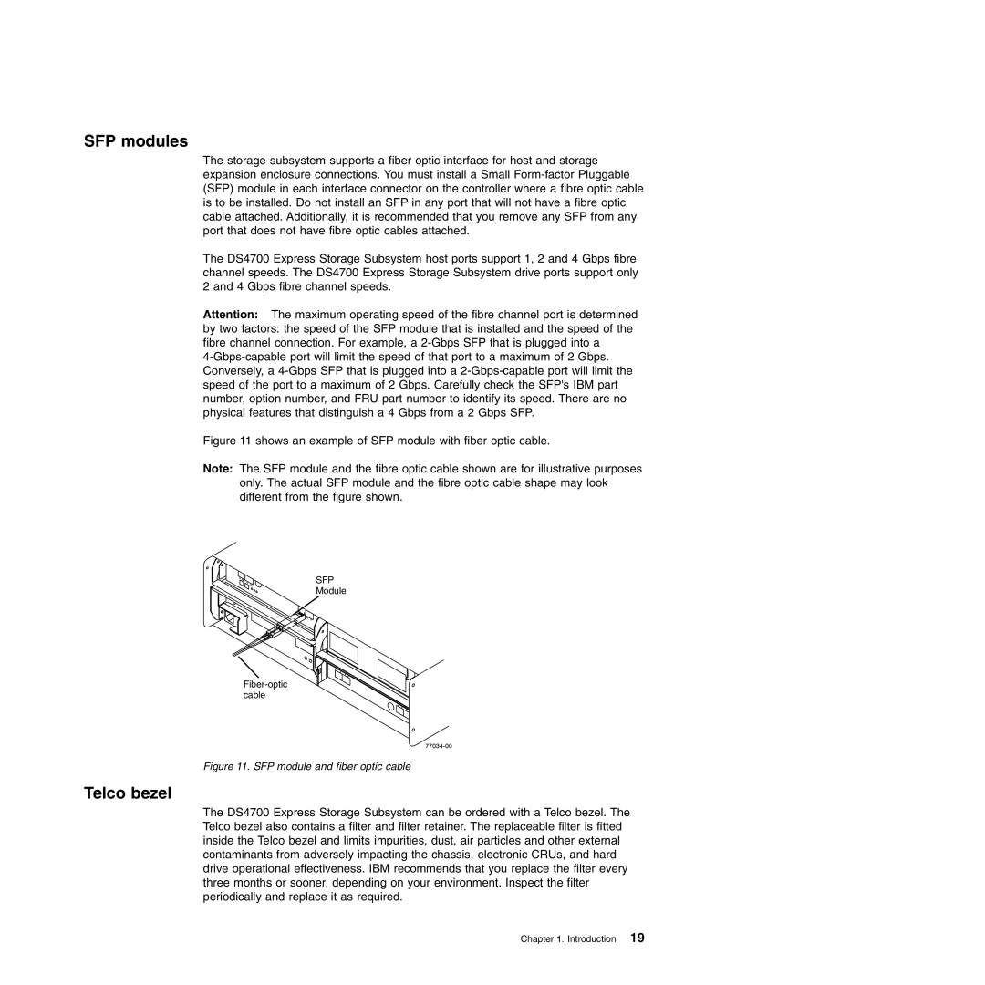 IBM DS4700 manual SFP modules, Telco bezel 