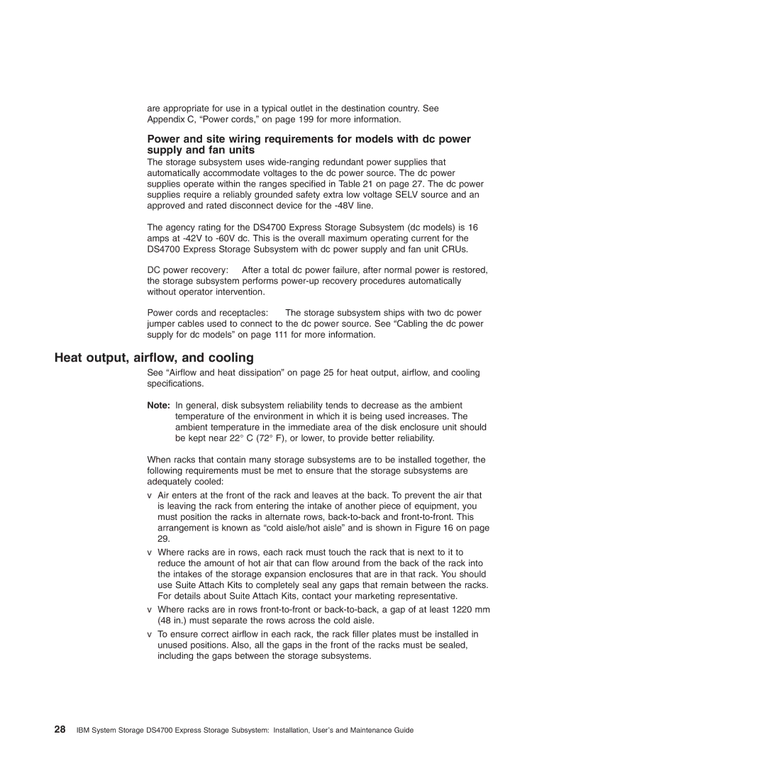 IBM DS4700 manual Heat output, airflow, and cooling 