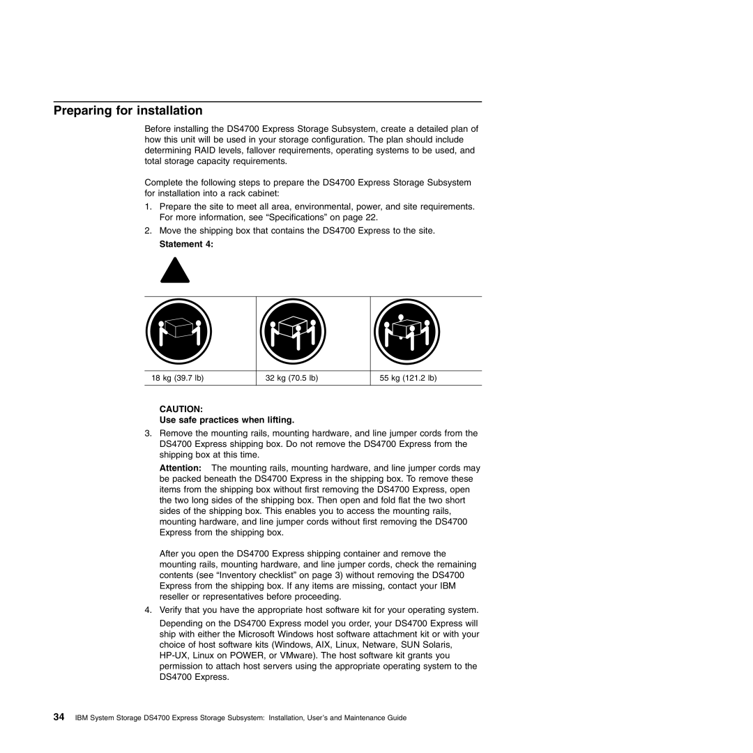 IBM DS4700 manual Preparing for installation, Statement 