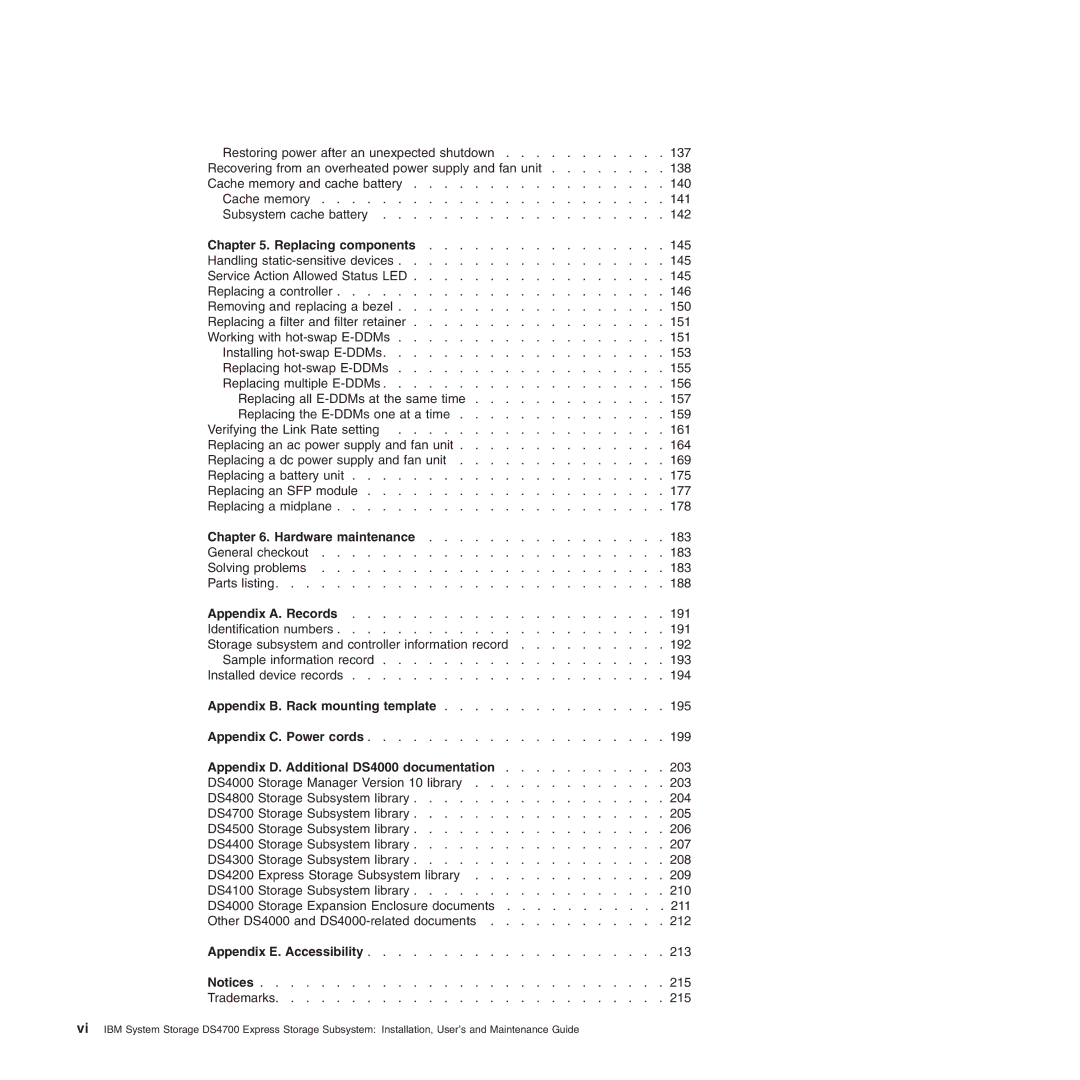 IBM DS4700 manual Replacing components, Hardware maintenance, Appendix B. Rack mounting template 