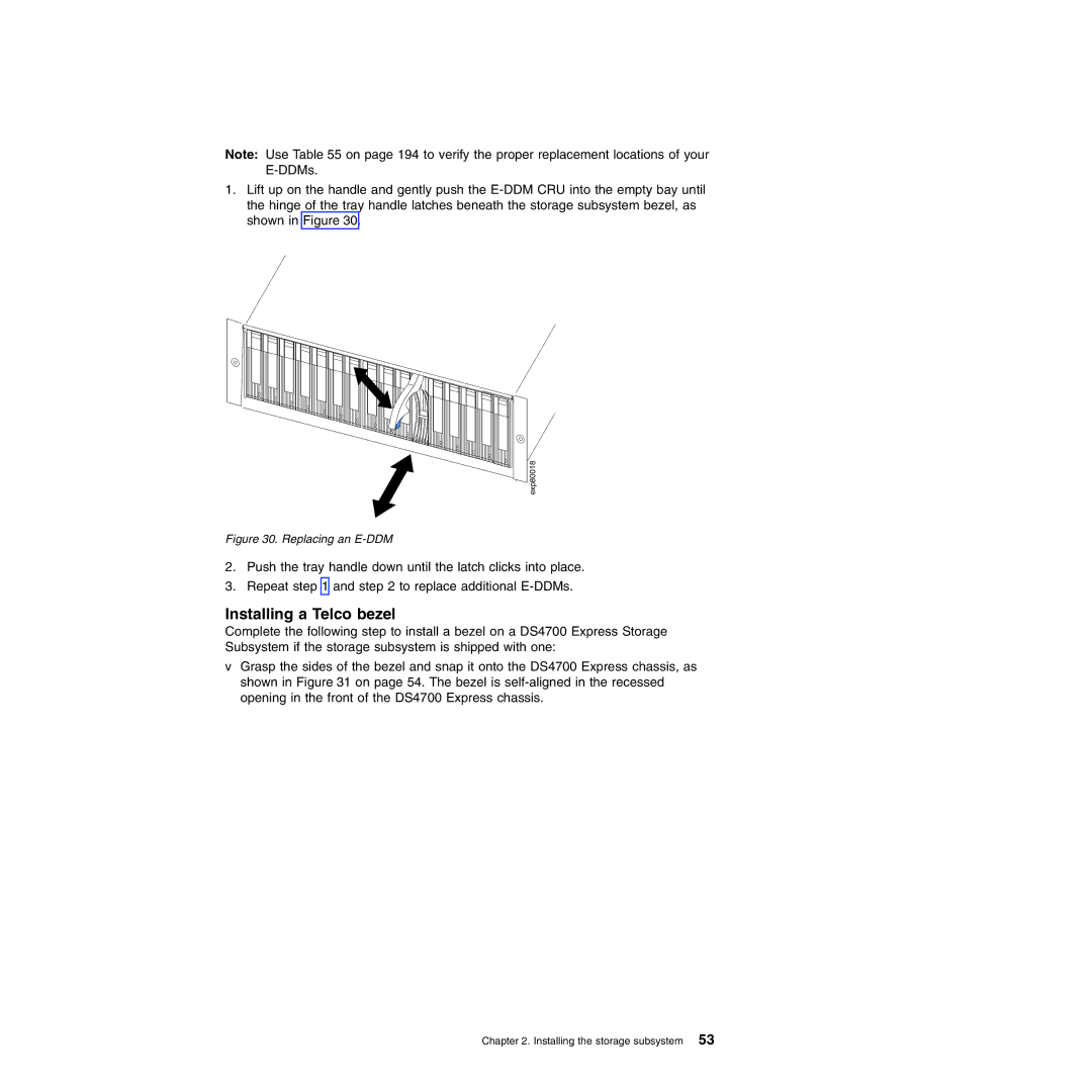 IBM DS4700 manual Installing a Telco bezel, Replacing an E-DDM 