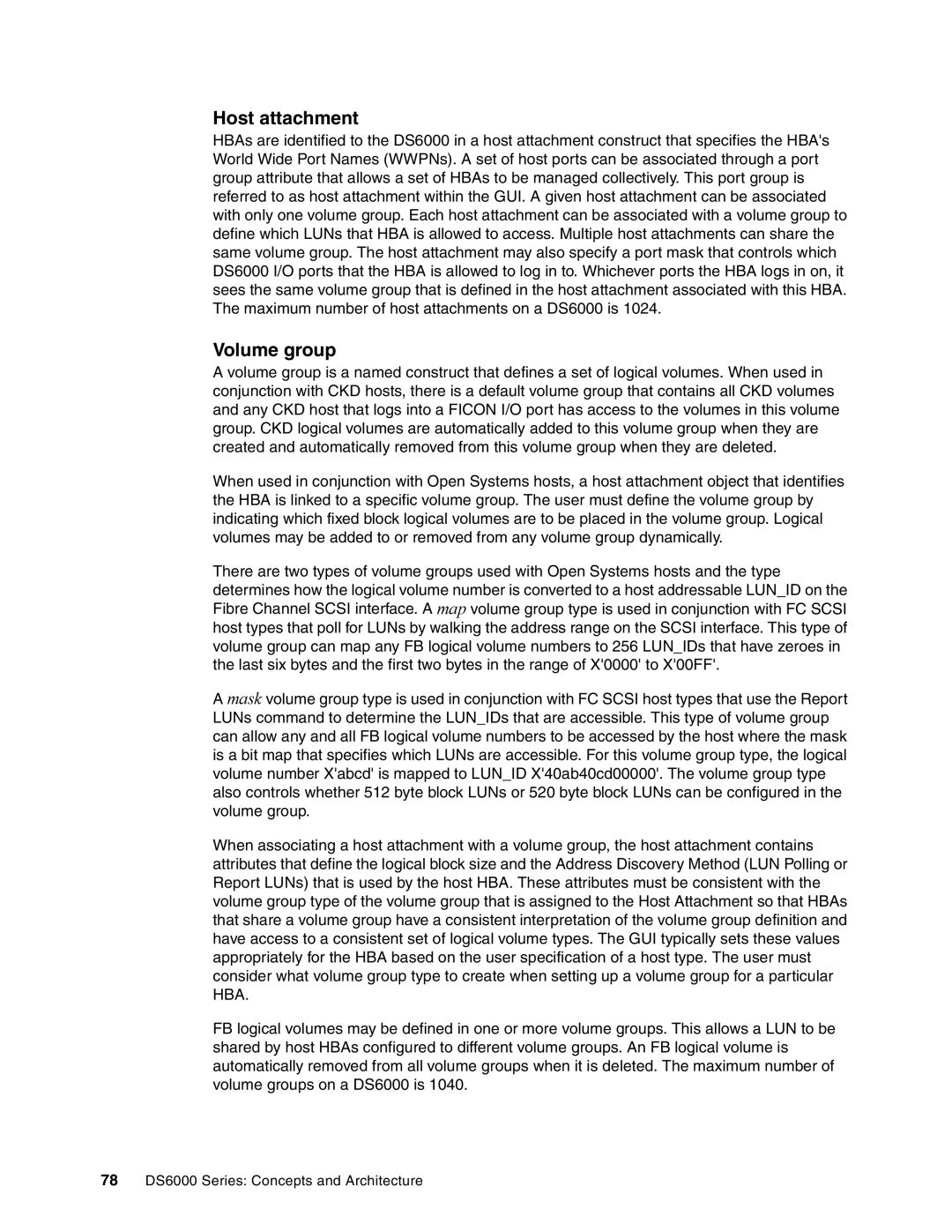 IBM DS6000 Series manual Host attachment, Volume group 