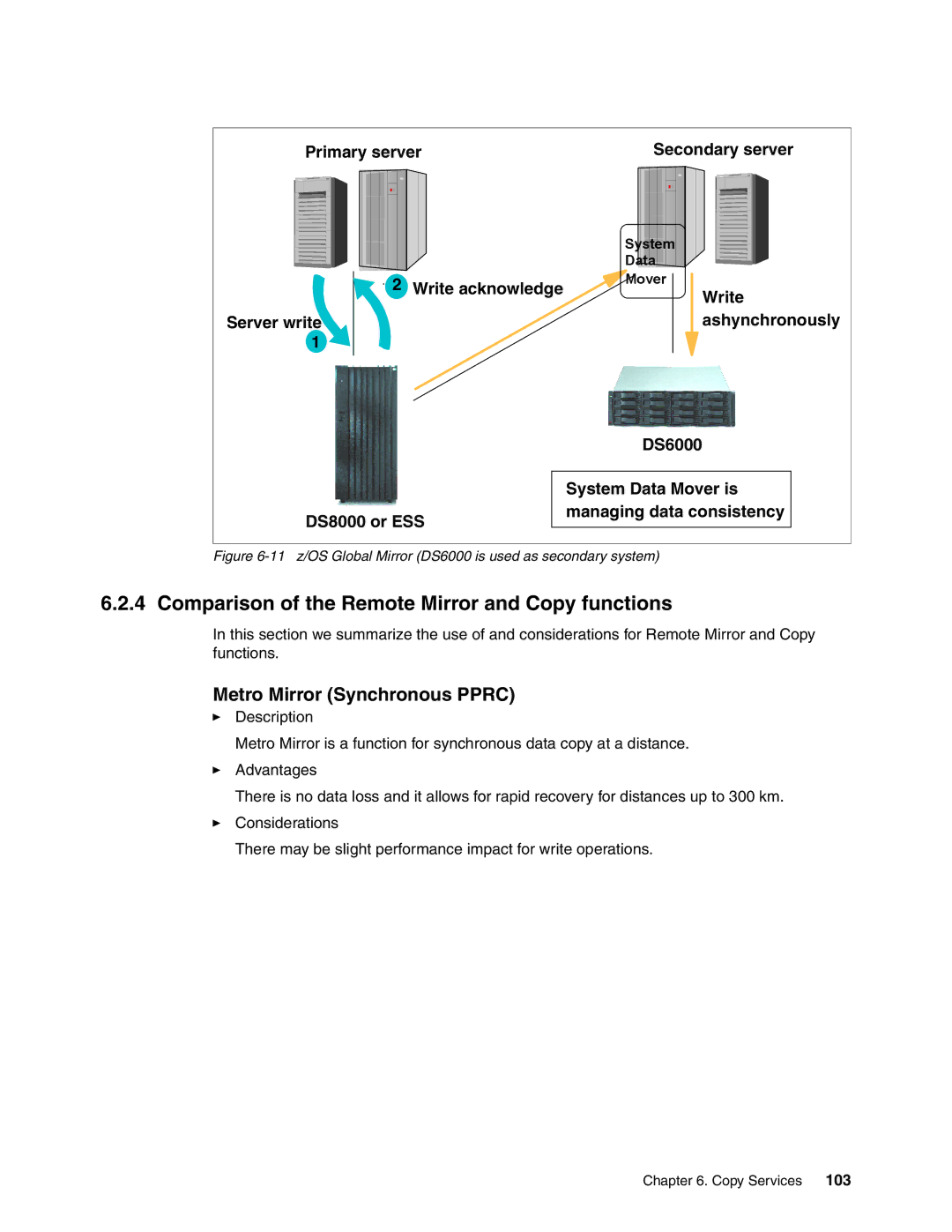 IBM DS6000 Series manual Comparison of the Remote Mirror and Copy functions, Ashynchronously 