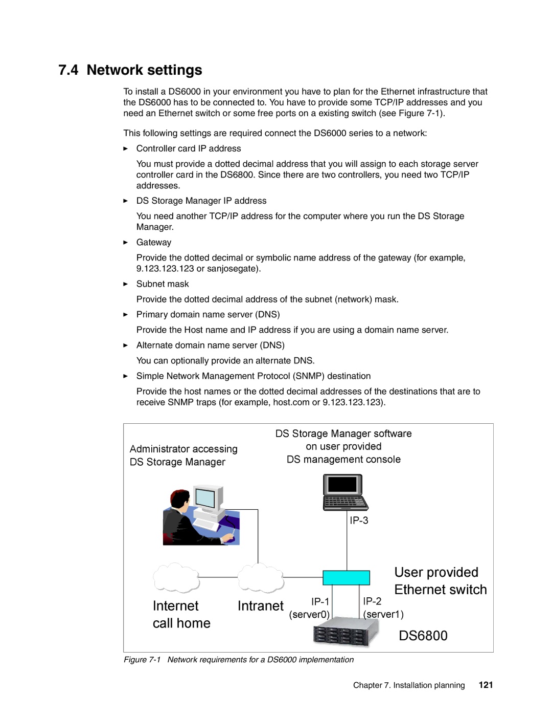 IBM DS6000 Series manual Network settings, 121 