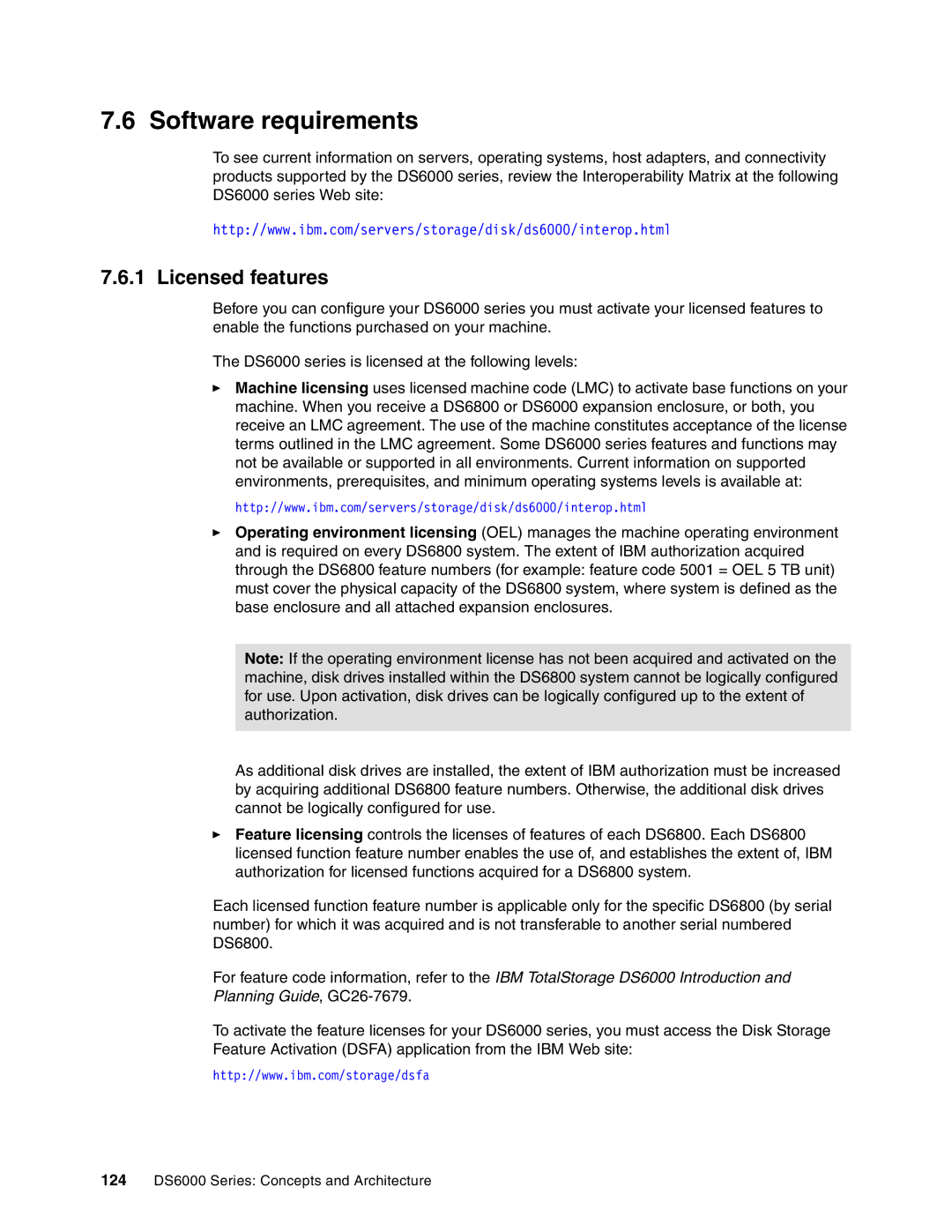 IBM DS6000 Series manual Software requirements, Licensed features 