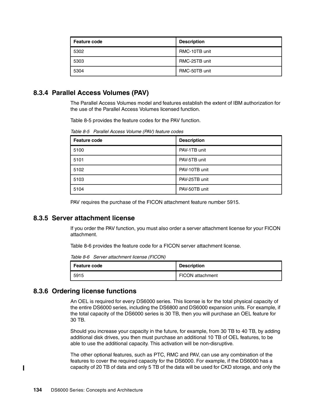 IBM DS6000 Series manual Parallel Access Volumes PAV, Server attachment license, Ordering license functions 