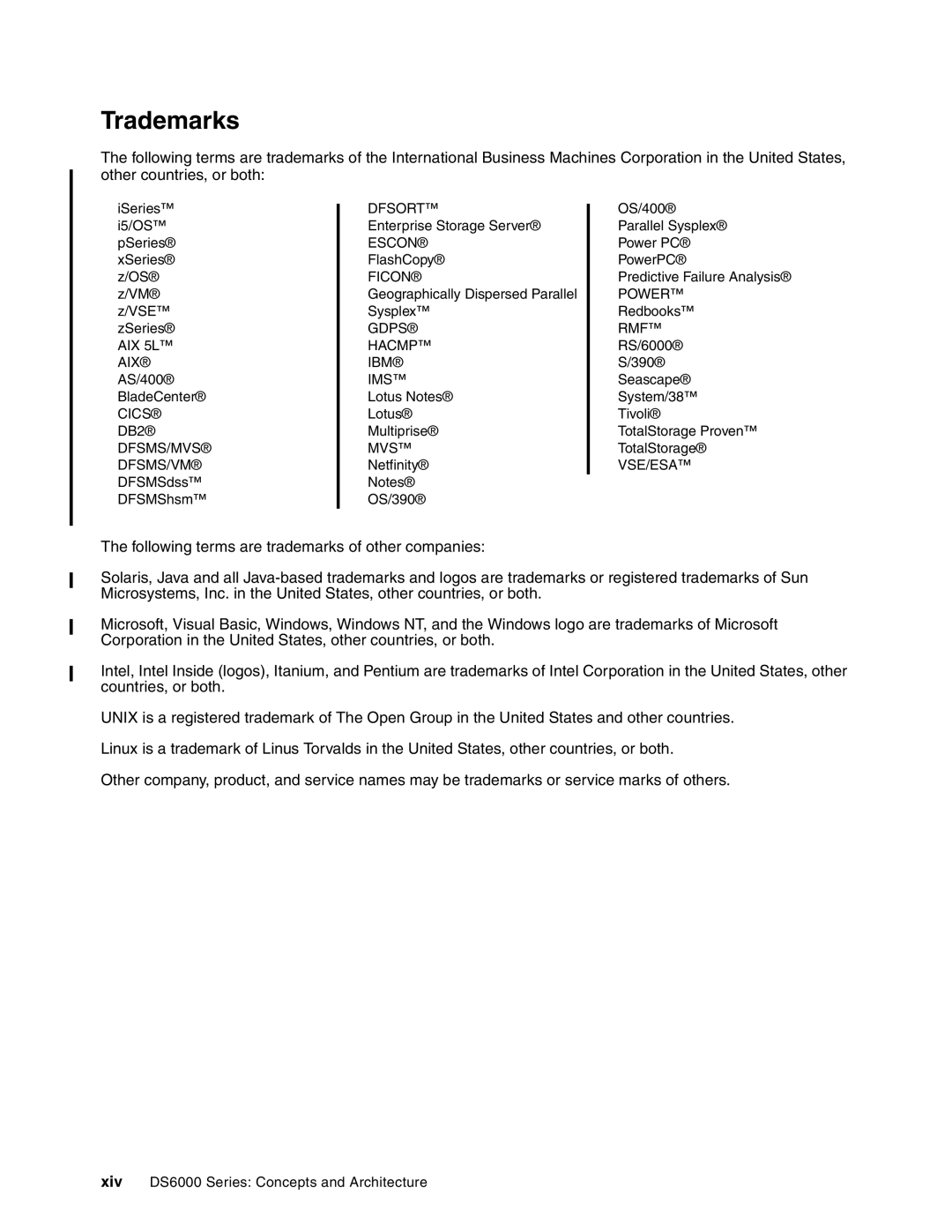 IBM DS6000 Series manual Trademarks 