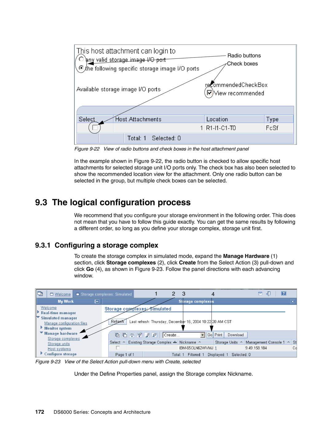 IBM DS6000 Series manual Logical configuration process, Configuring a storage complex 