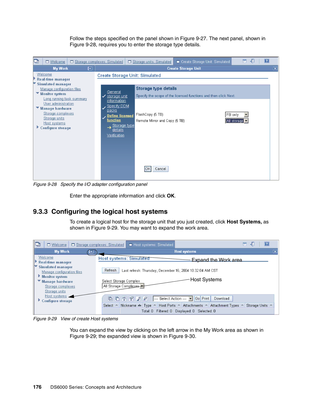 IBM DS6000 Series manual Configuring the logical host systems, Specify the I/O adapter configuration panel 