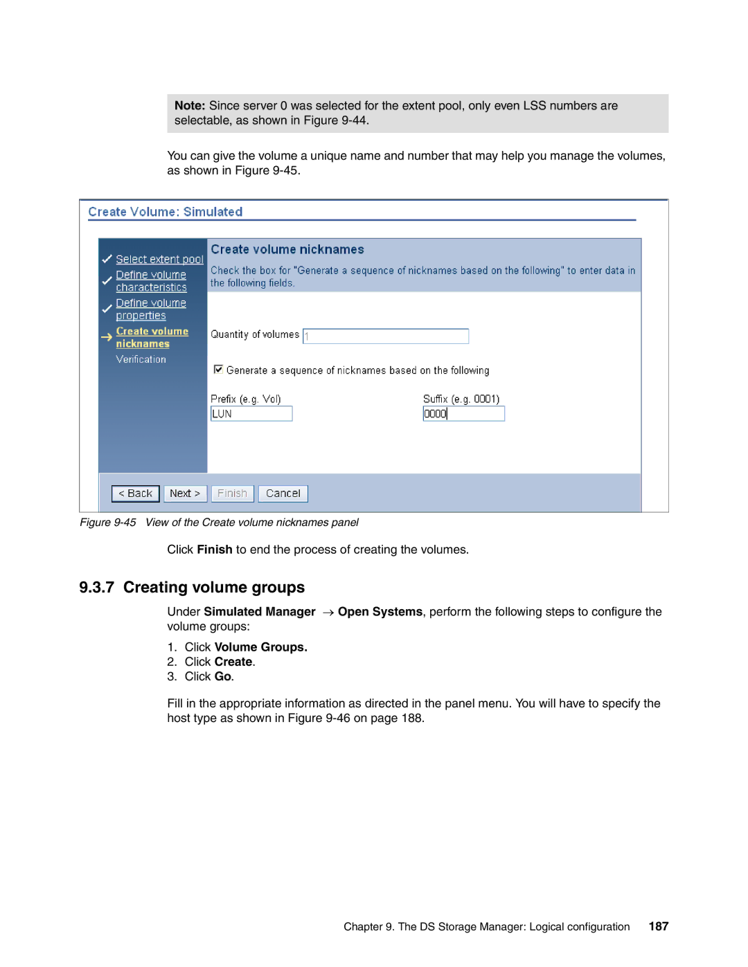 IBM DS6000 Series manual Creating volume groups, Click Volume Groups 