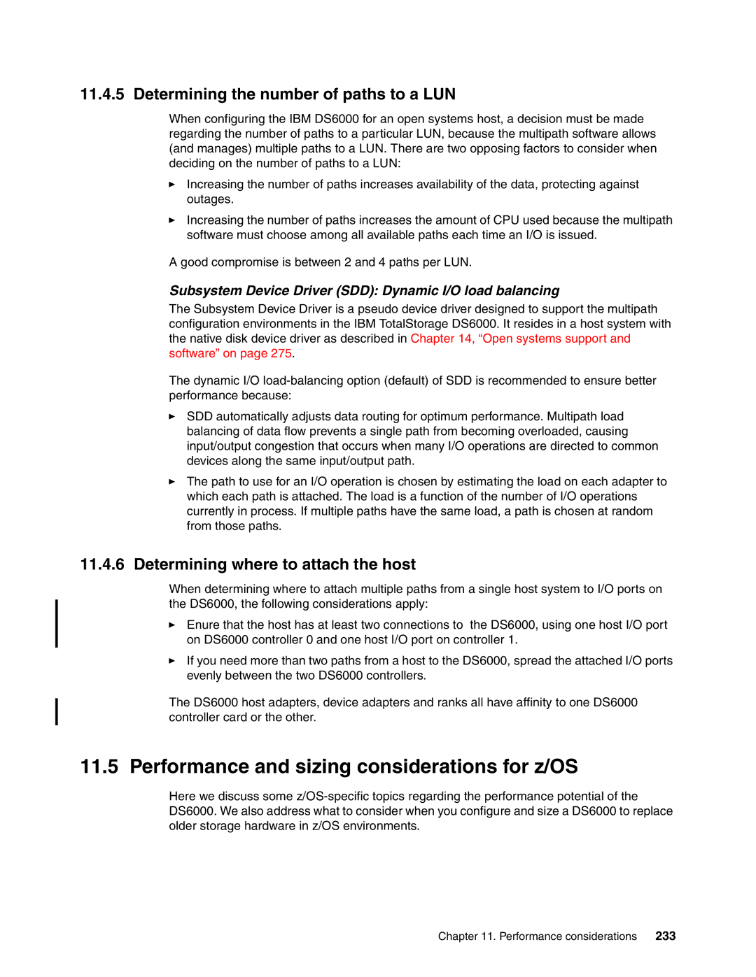 IBM DS6000 Series manual Performance and sizing considerations for z/OS, Determining the number of paths to a LUN, 233 