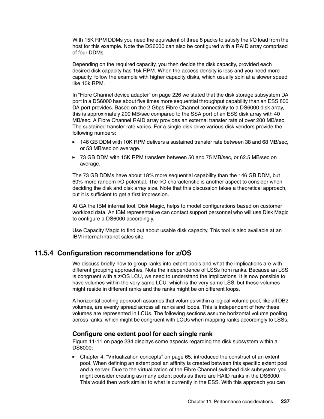 IBM DS6000 Series manual Configuration recommendations for z/OS, Configure one extent pool for each single rank, 237 