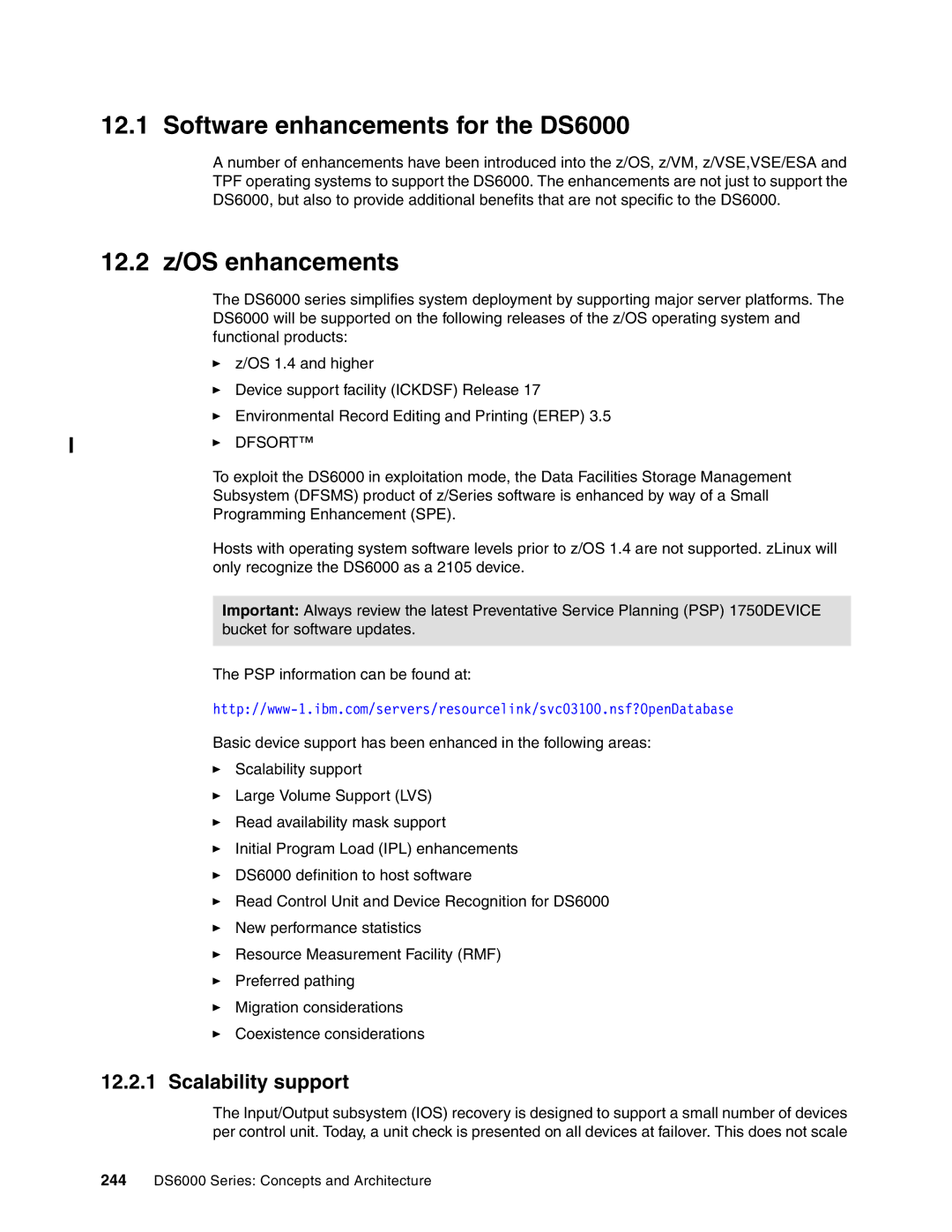 IBM DS6000 Series manual Software enhancements for the DS6000, 12.2 z/OS enhancements, Scalability support 