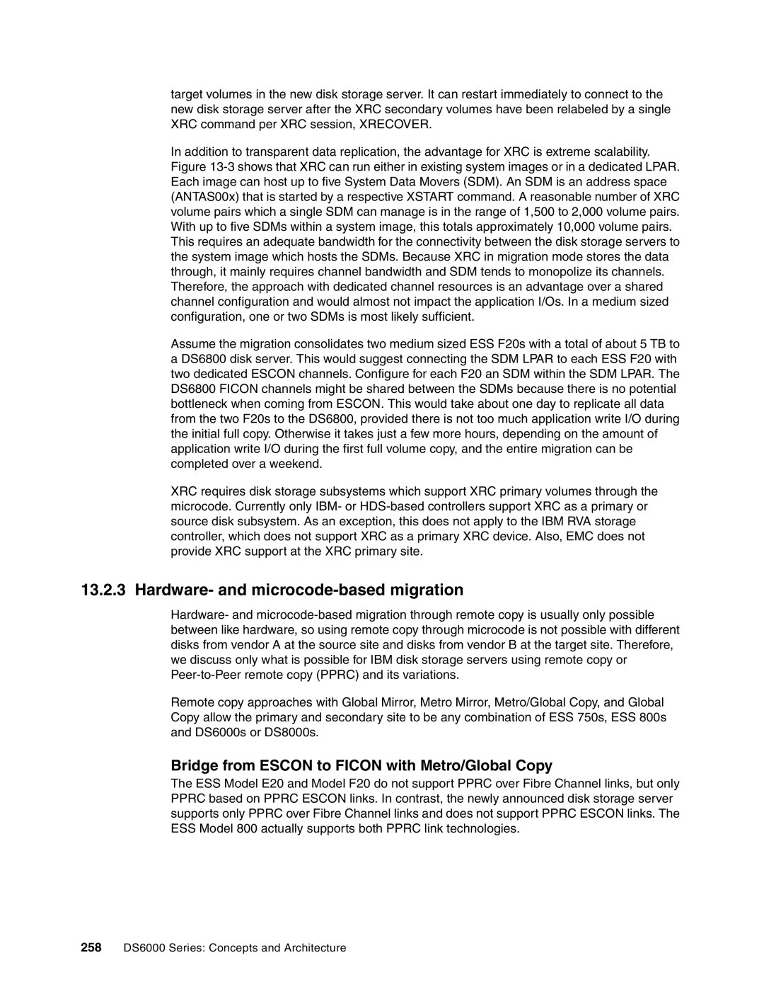 IBM DS6000 Series manual Hardware- and microcode-based migration, Bridge from Escon to Ficon with Metro/Global Copy 