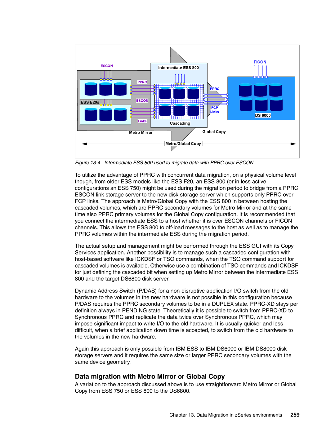 IBM DS6000 Series manual Data migration with Metro Mirror or Global Copy, 259 