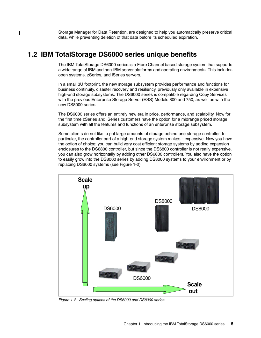 IBM DS6000 Series manual IBM TotalStorage DS6000 series unique benefits, Scaling options of the DS6000 and DS8000 series 