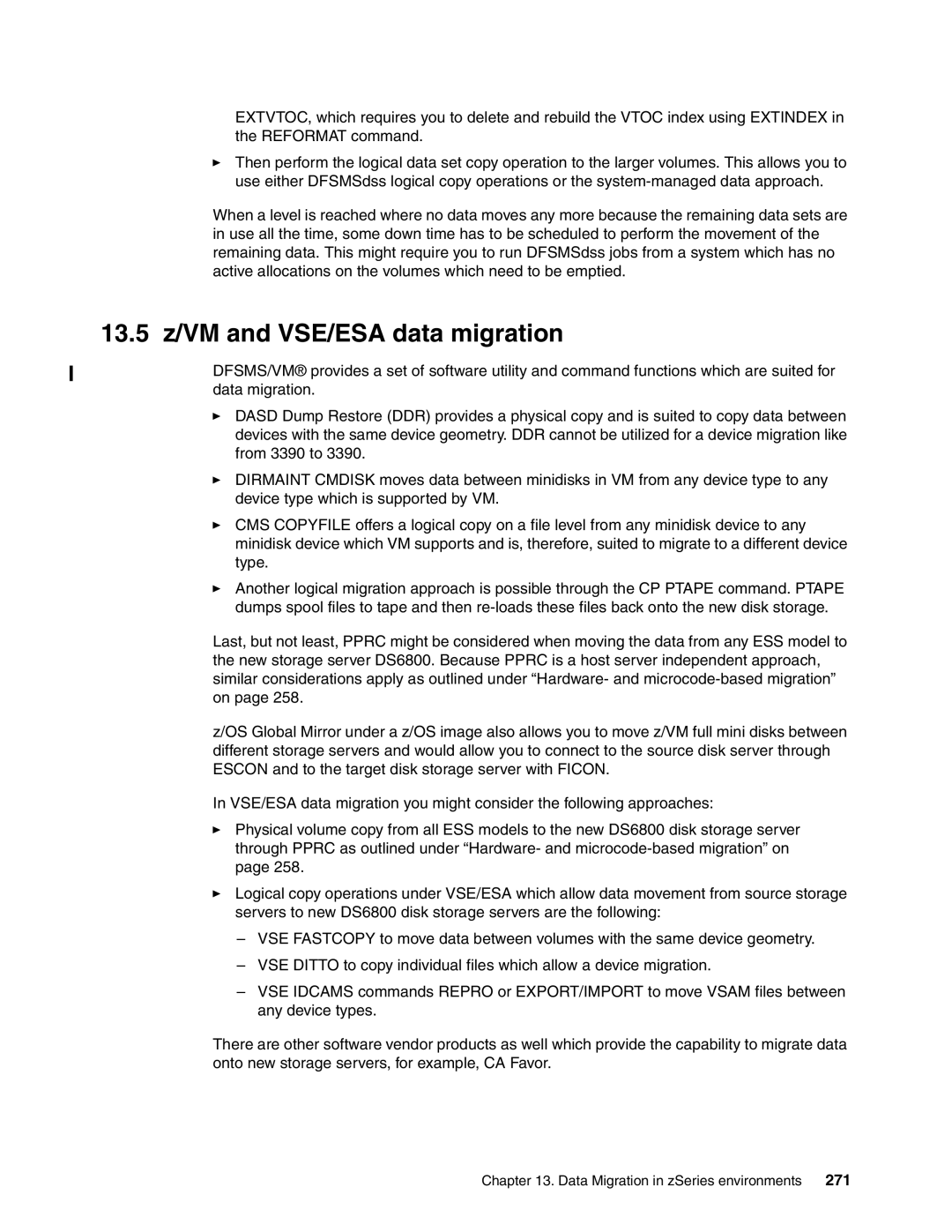 IBM DS6000 Series manual 13.5 z/VM and VSE/ESA data migration, 271 