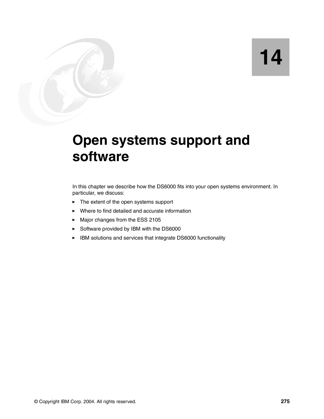 IBM DS6000 Series manual Open systems support and software, 275 