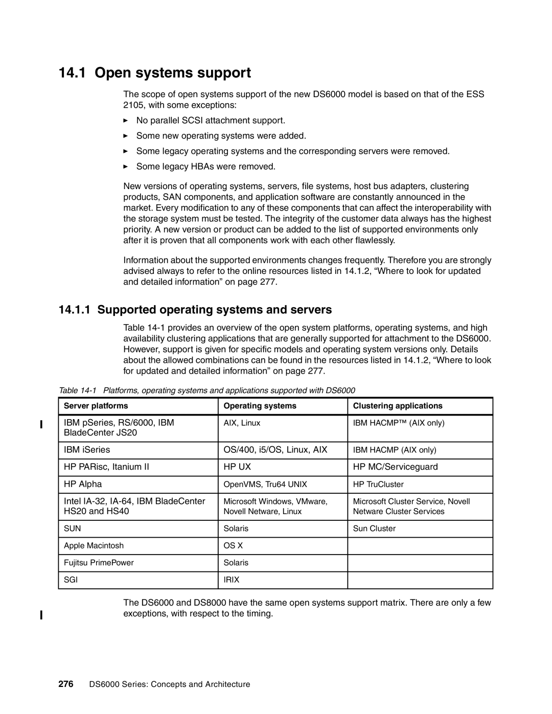 IBM DS6000 Series manual Open systems support, Supported operating systems and servers 