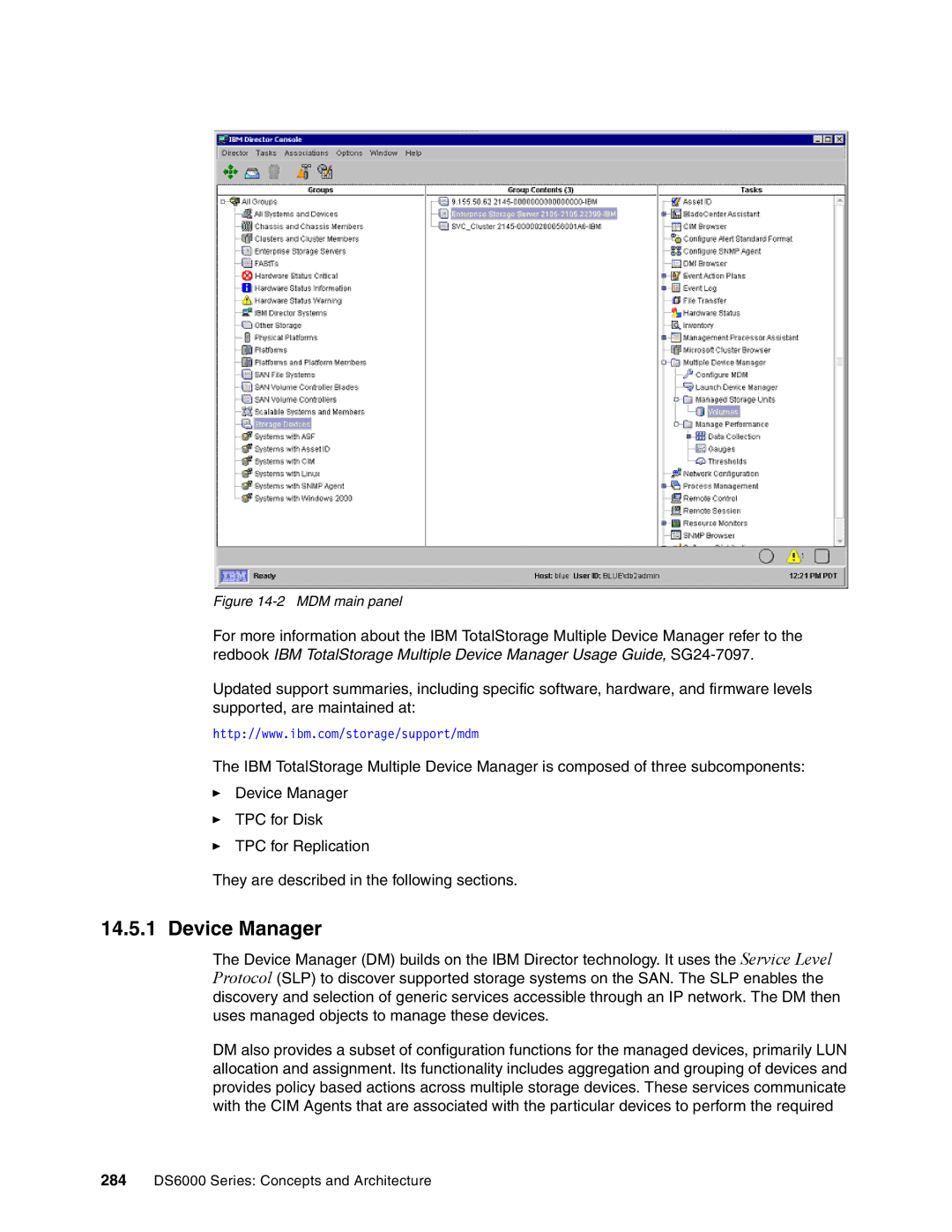 IBM DS6000 Series manual Device Manager, MDM main panel 